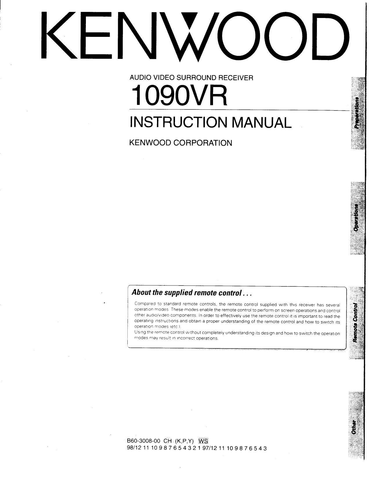 Kenwood 1090 VR Owners Manual