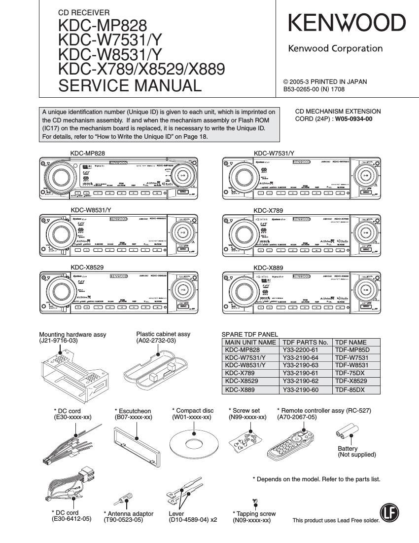 Kenwood KDCW 7531 Service Manual