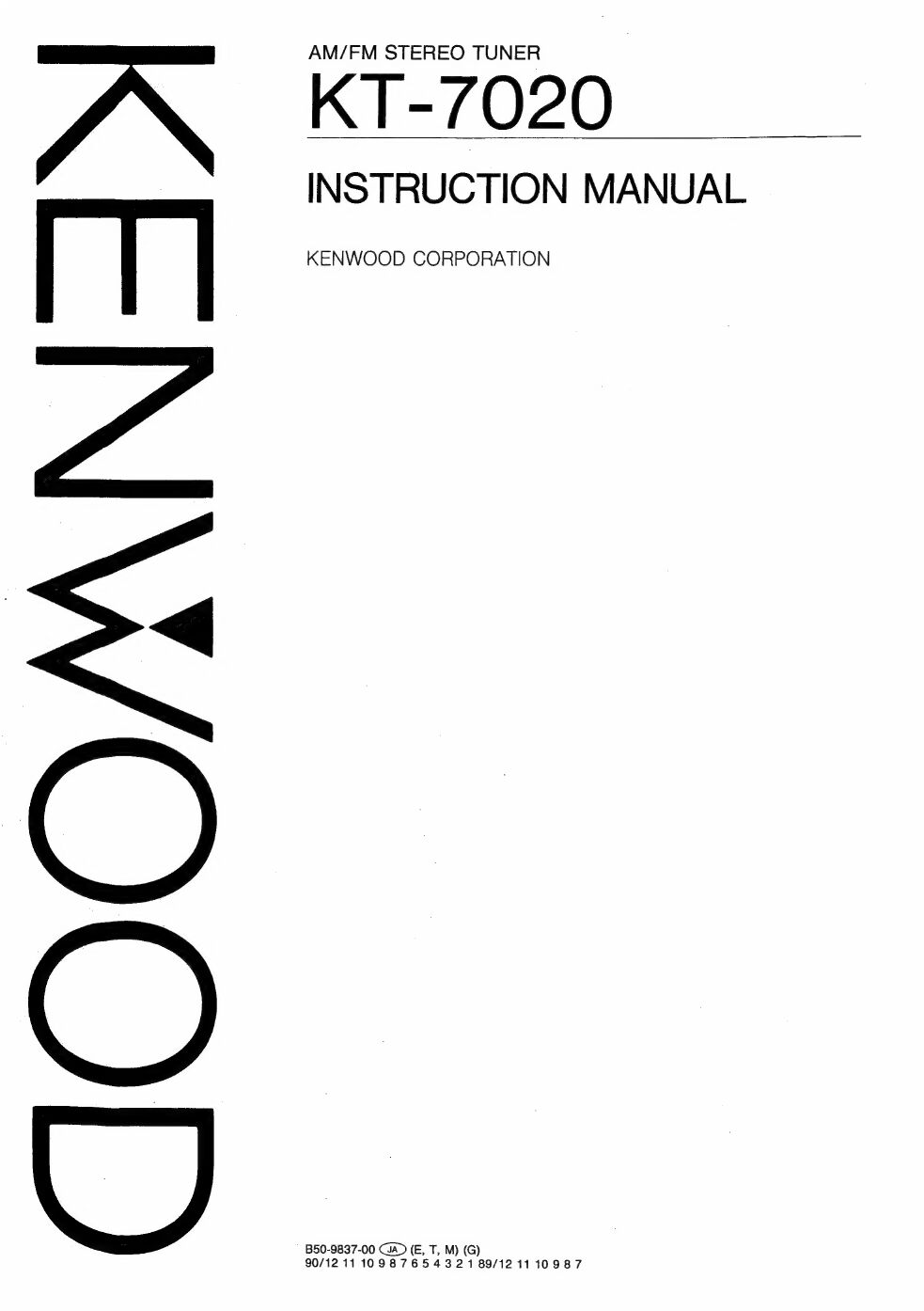 Kenwood KT 7020 owners manual