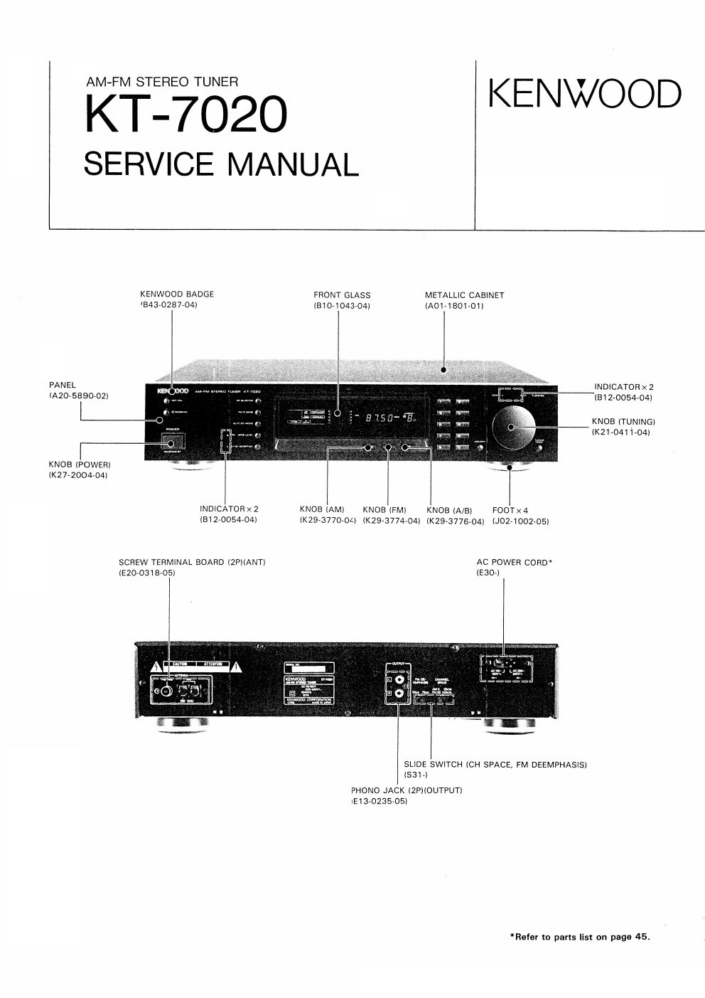 Kenwood KT 7020 service manual