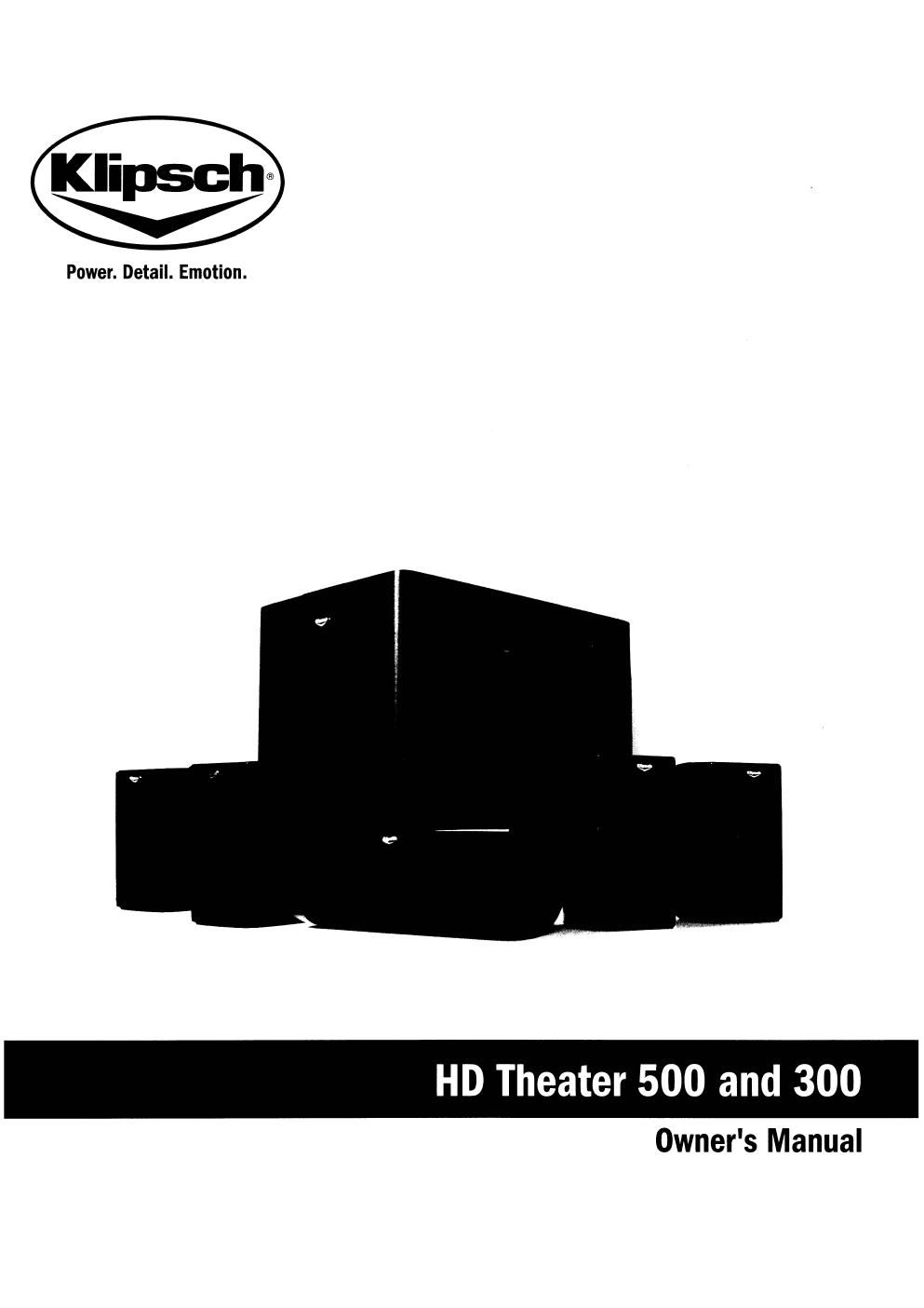 Klipsch Hd Theater 500 Owners Manual