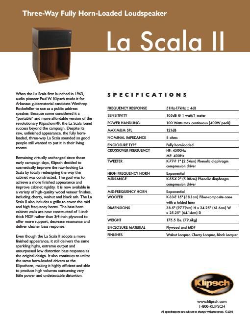 klipsch la scala brochure