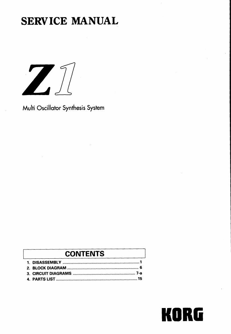 KORG Z1 SERVICE MANUAL