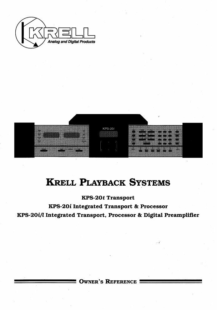 Krell KPS 20i L Owners Reference