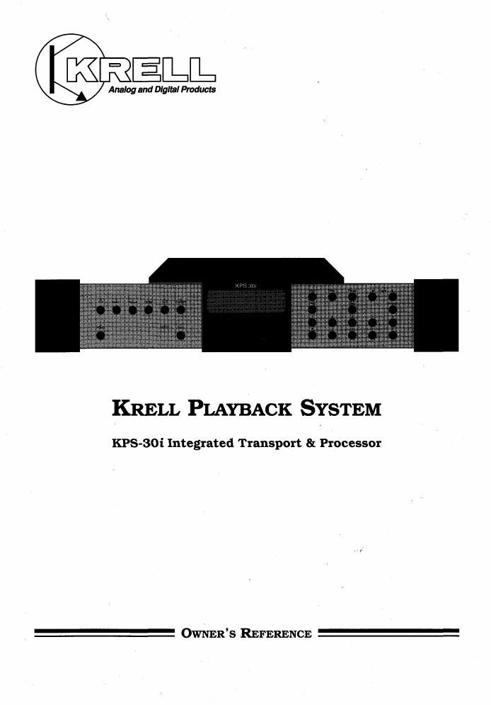 Krell KPS 30i Owners Reference