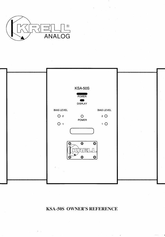 krell ksa 50 s owners manual