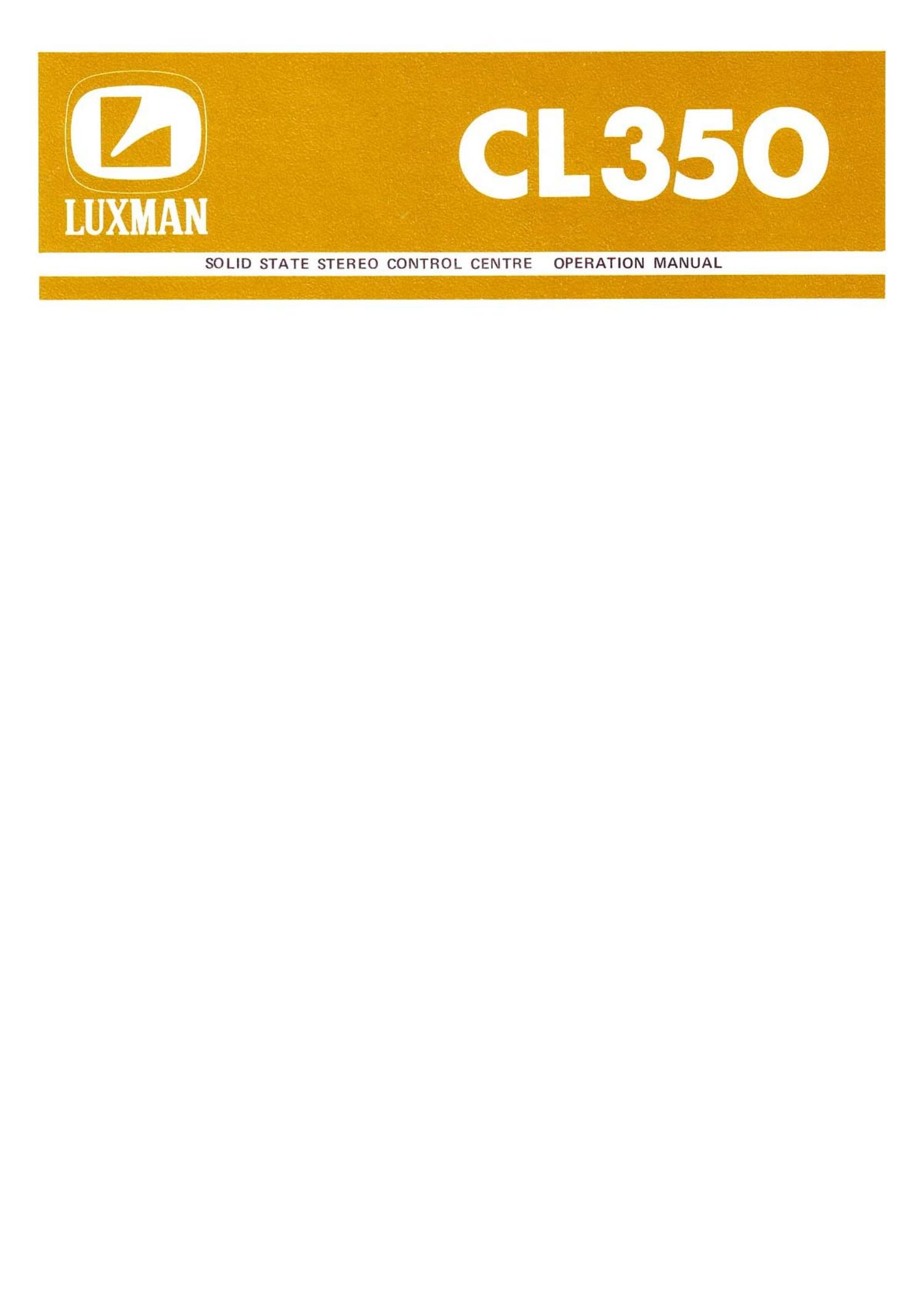 Luxman CL 350 Owners Manual