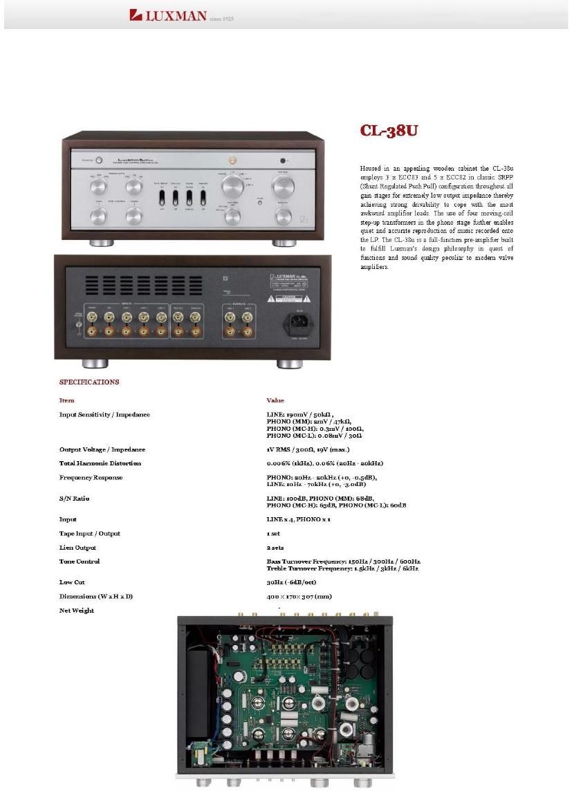 Luxman CL 38U Brochure