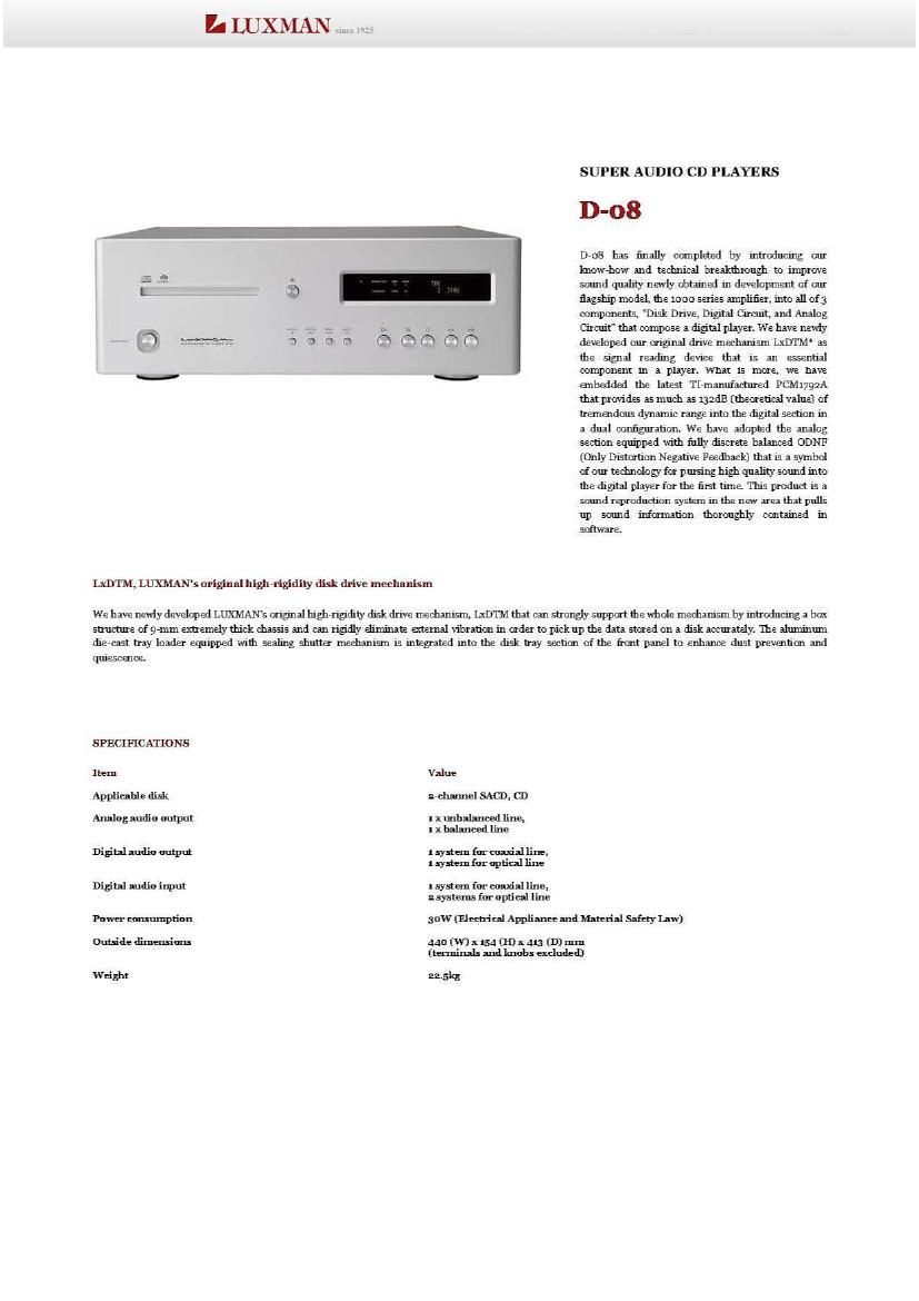 Luxman D 08 Brochure