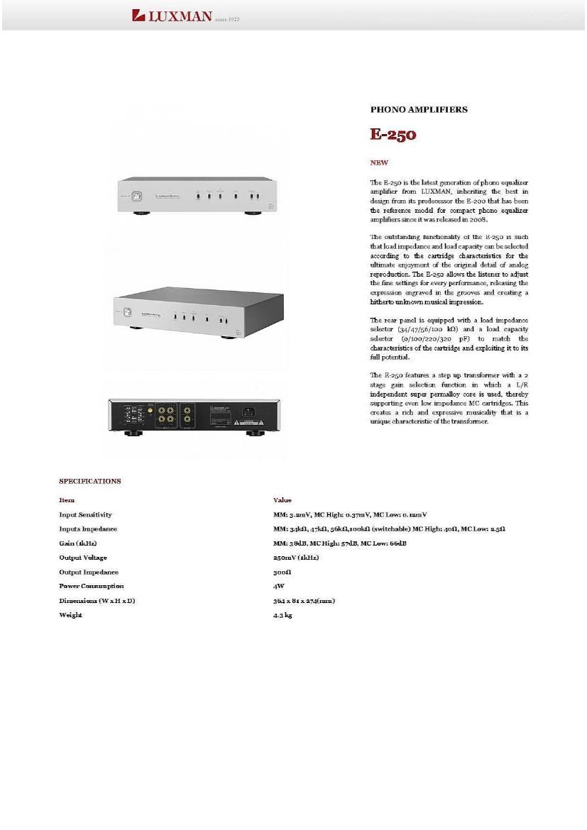 Luxman E 250 Brochure