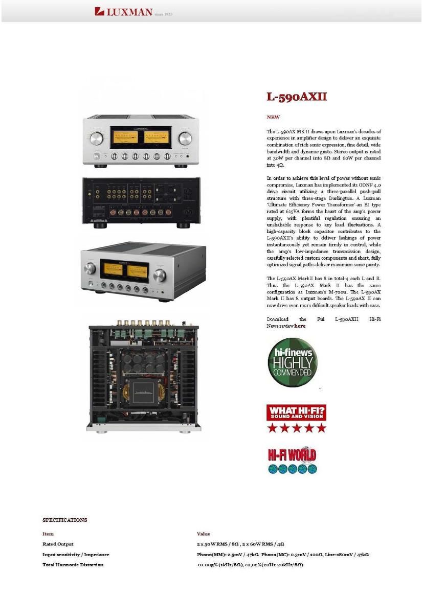 Luxman L 590 AXII Brochure