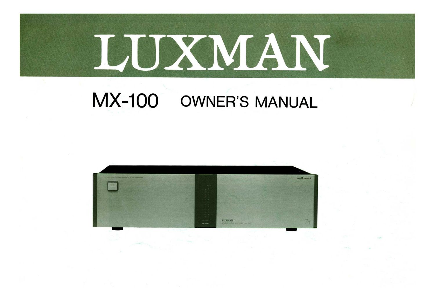 Luxman MX 100 Owners Manual