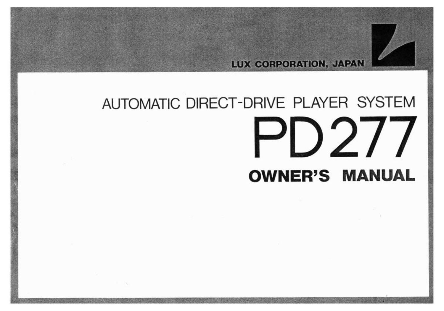 Luxman PD 277 TT Owners Manual