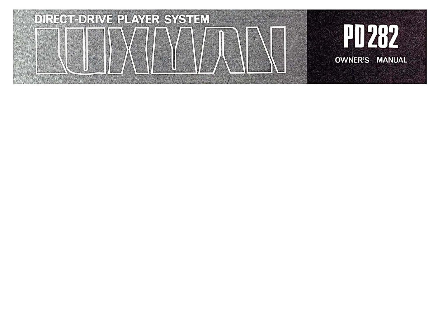 Luxman PD 282 Owners Manual