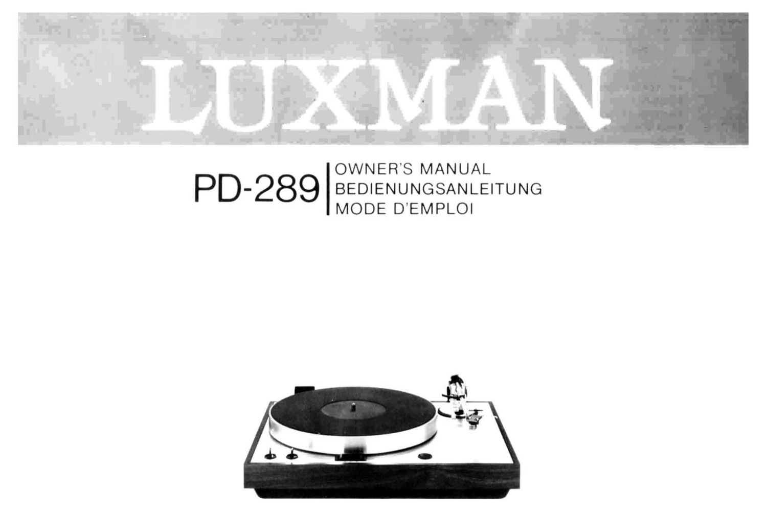 luxman pd 289 owners manual