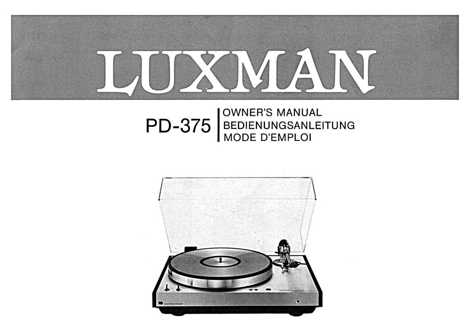 Luxman PD 375 Owners Manual