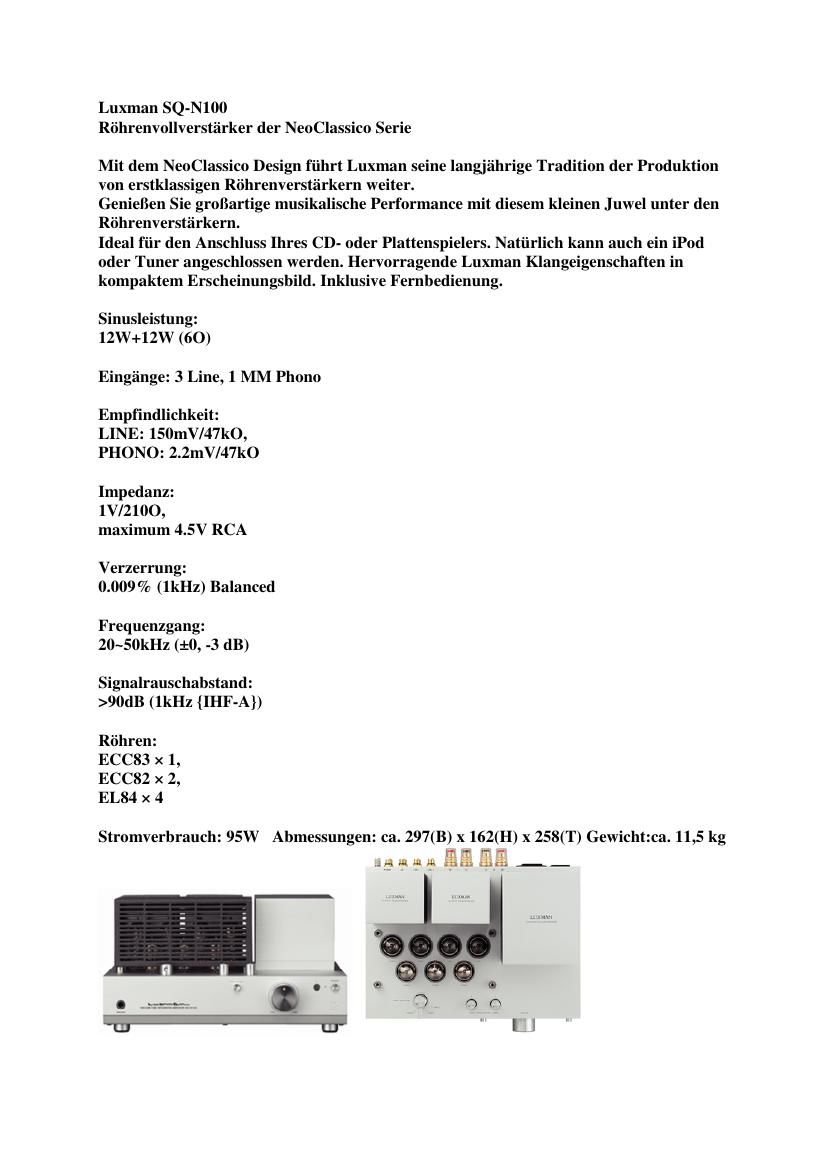 luxman sqn 100 brochure