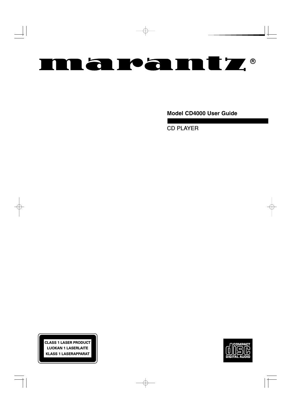 Marantz CD 4000 Owners Manual