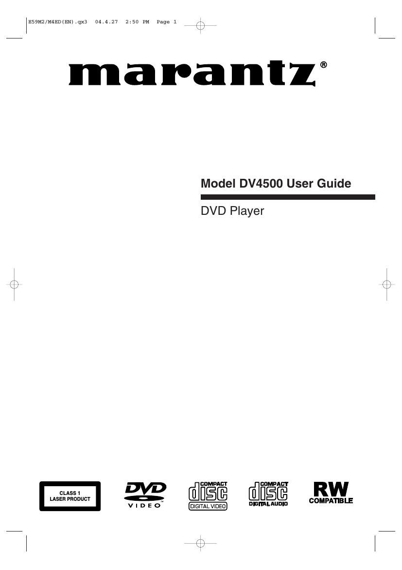 Marantz DV 4500 Owners Manual