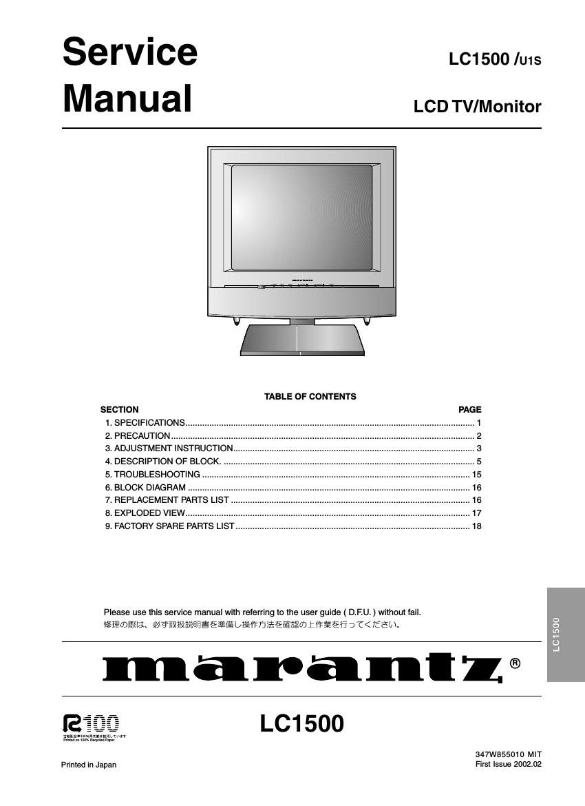 Marantz LC 1500 Service Manual