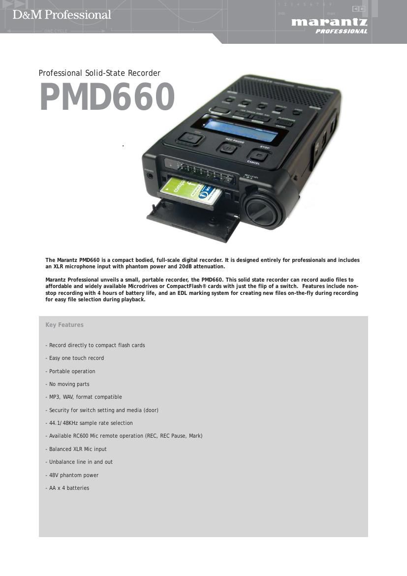 Marantz PMD 660 Brochure