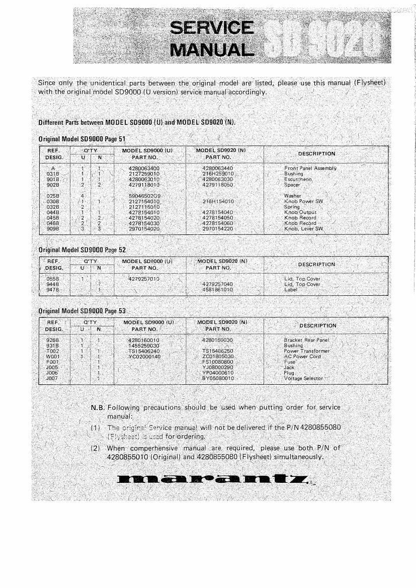 Marantz SD 9000 Service Manual