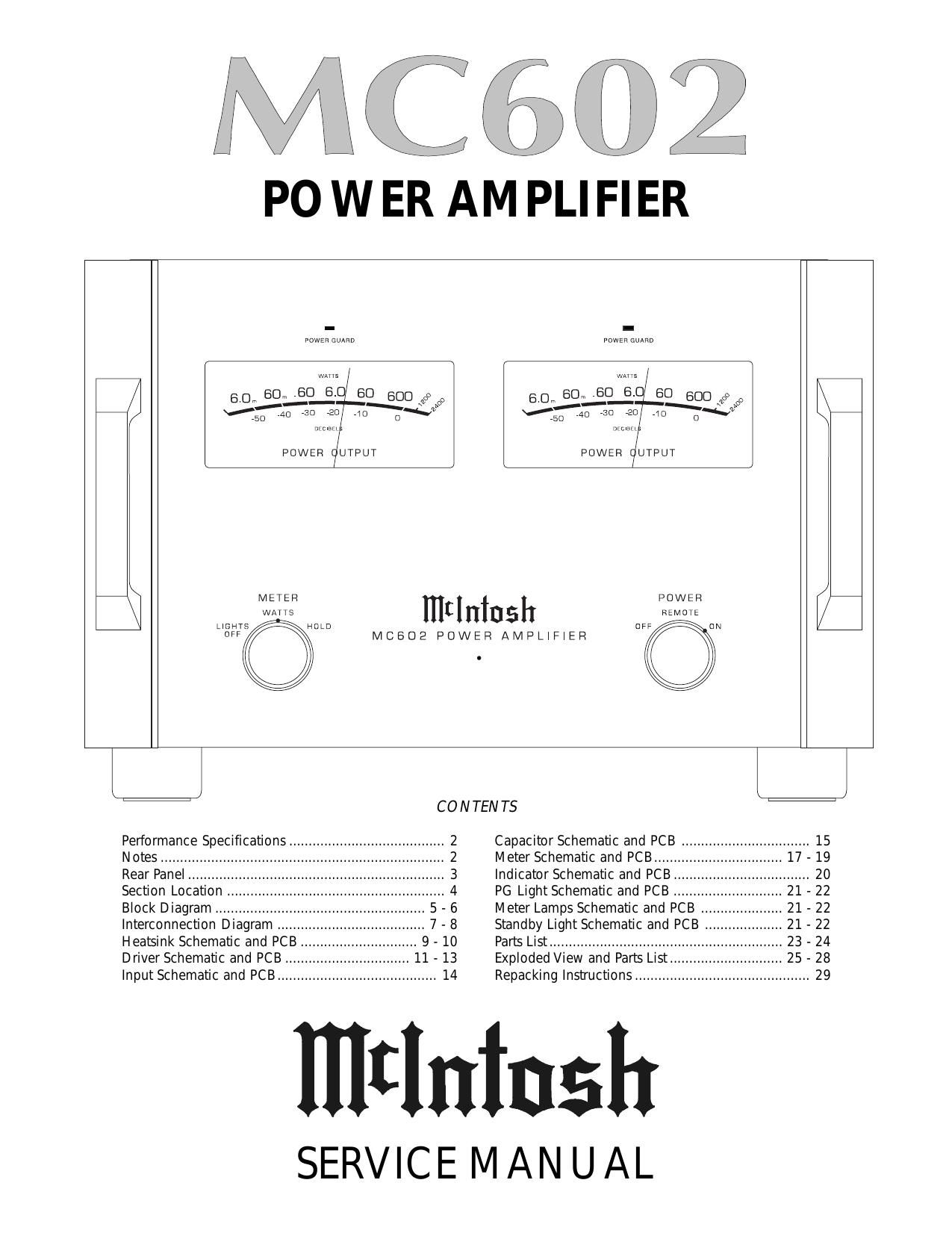 McIntosh MC 602 Service Manual