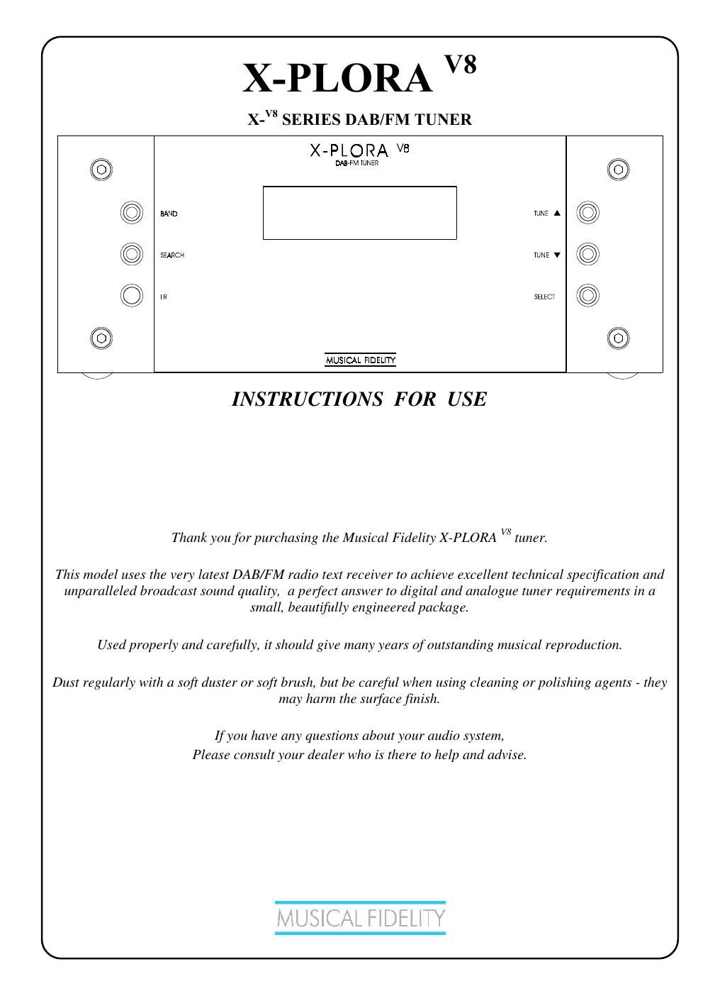 musical fidelity xplora mk8 owners manual