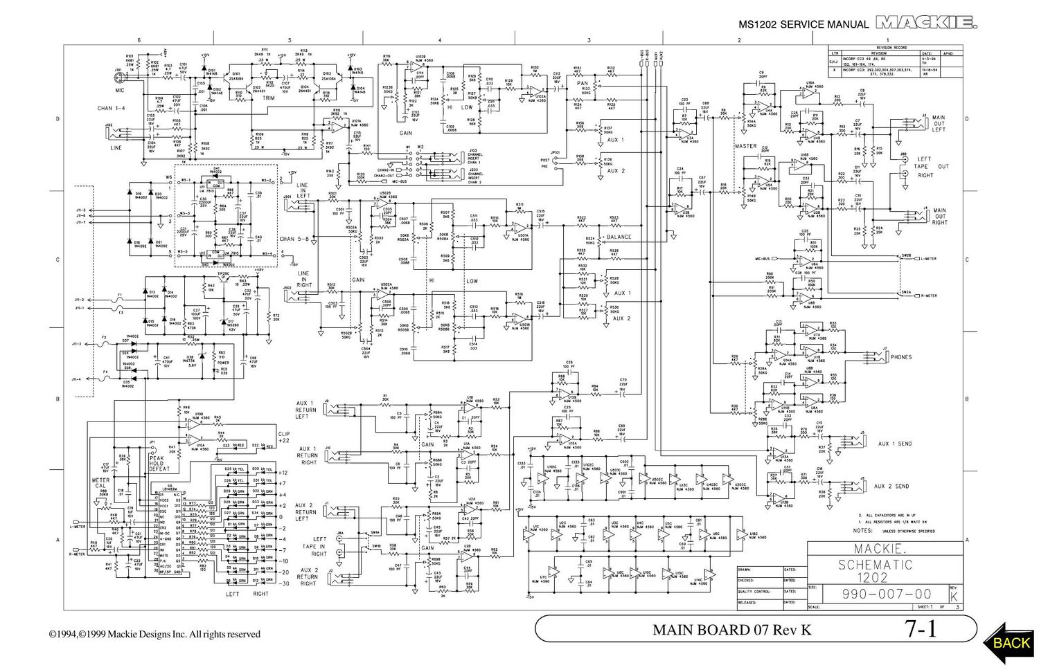 Mackie MS1202 Mixer Schematics