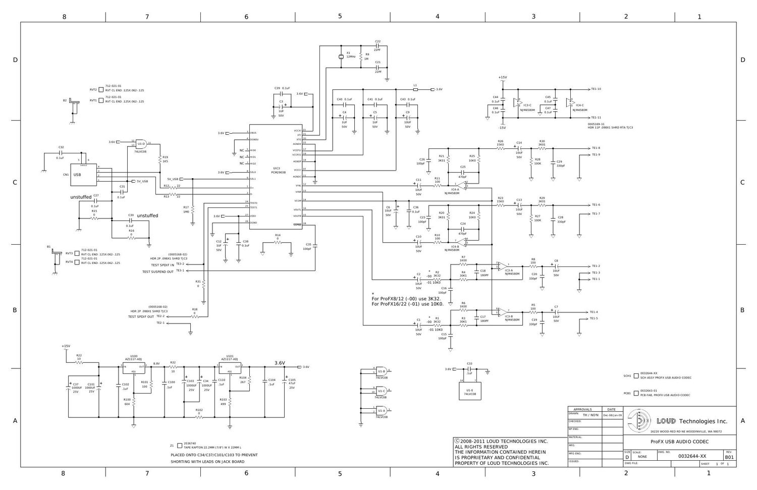 Mackie ProFX16 USB Codec Schematic