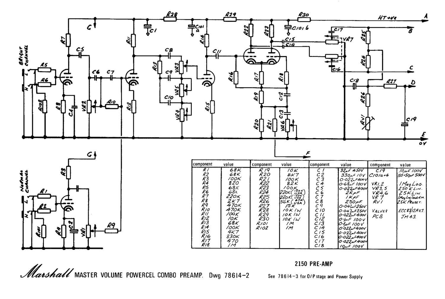 Marshall 2150 Pre Amp Schematic