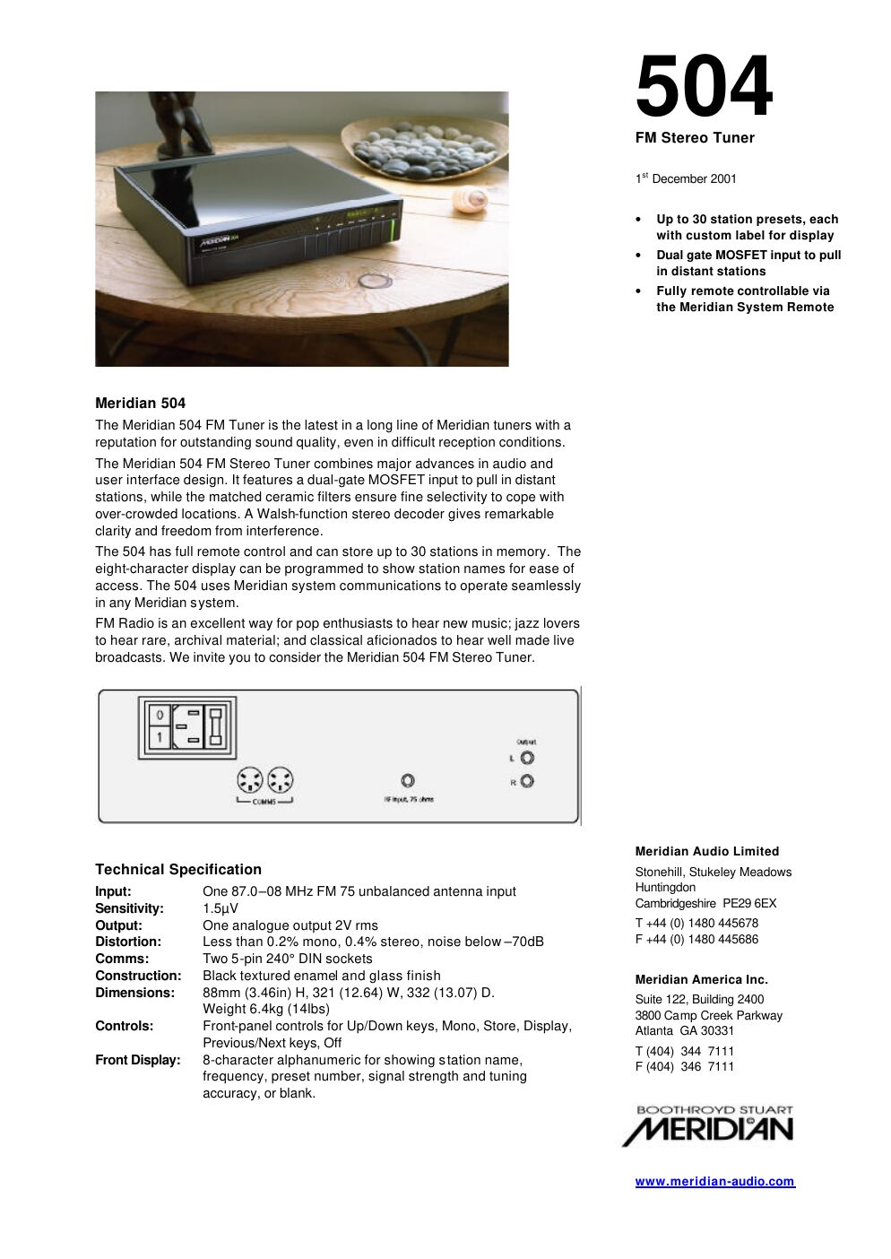 meridian audio 504 brochure