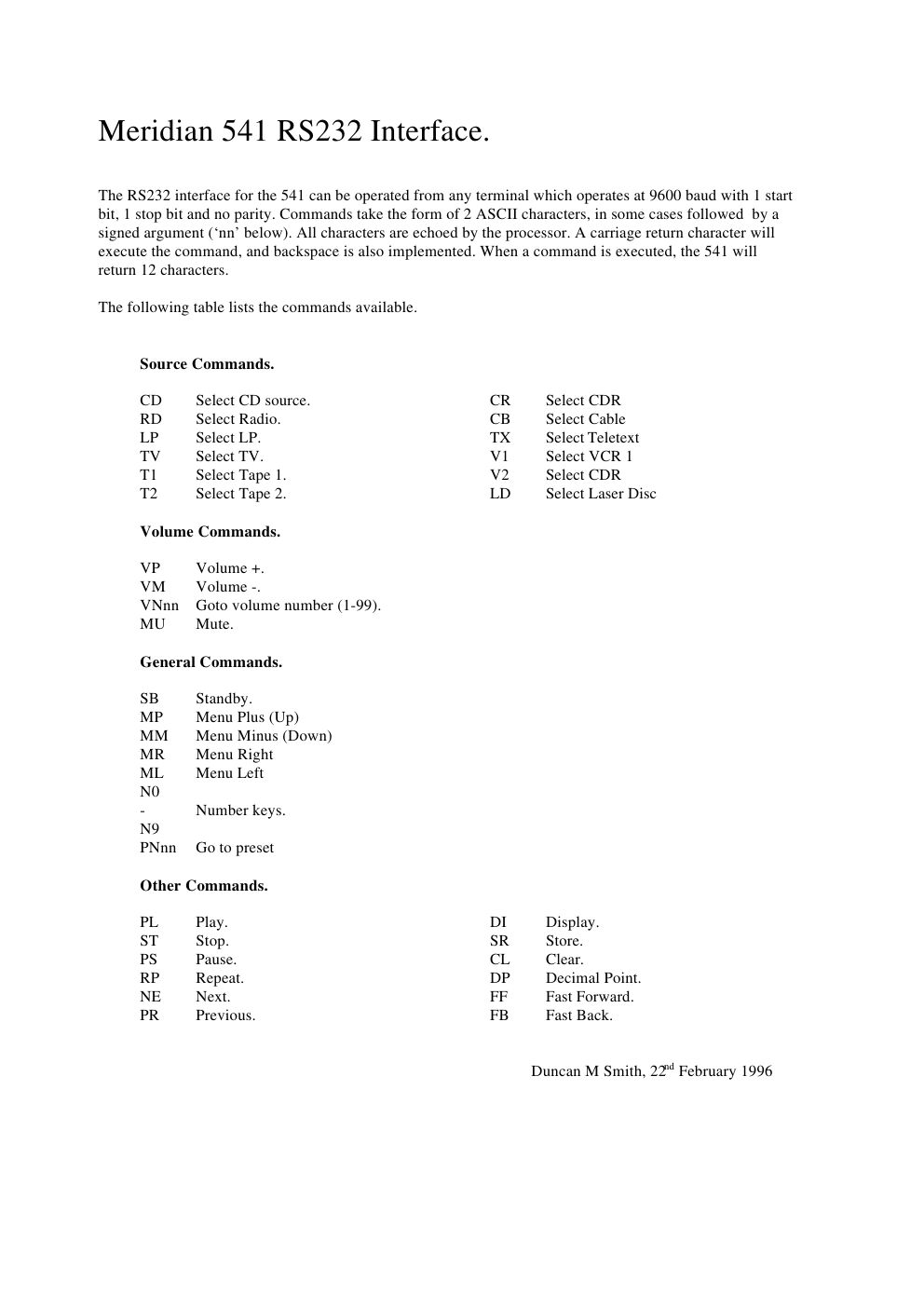 meridian audio 541 owners manual