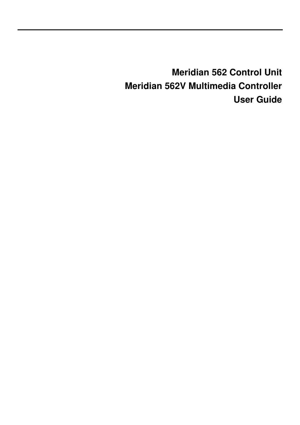 meridian audio 562 v owners manual