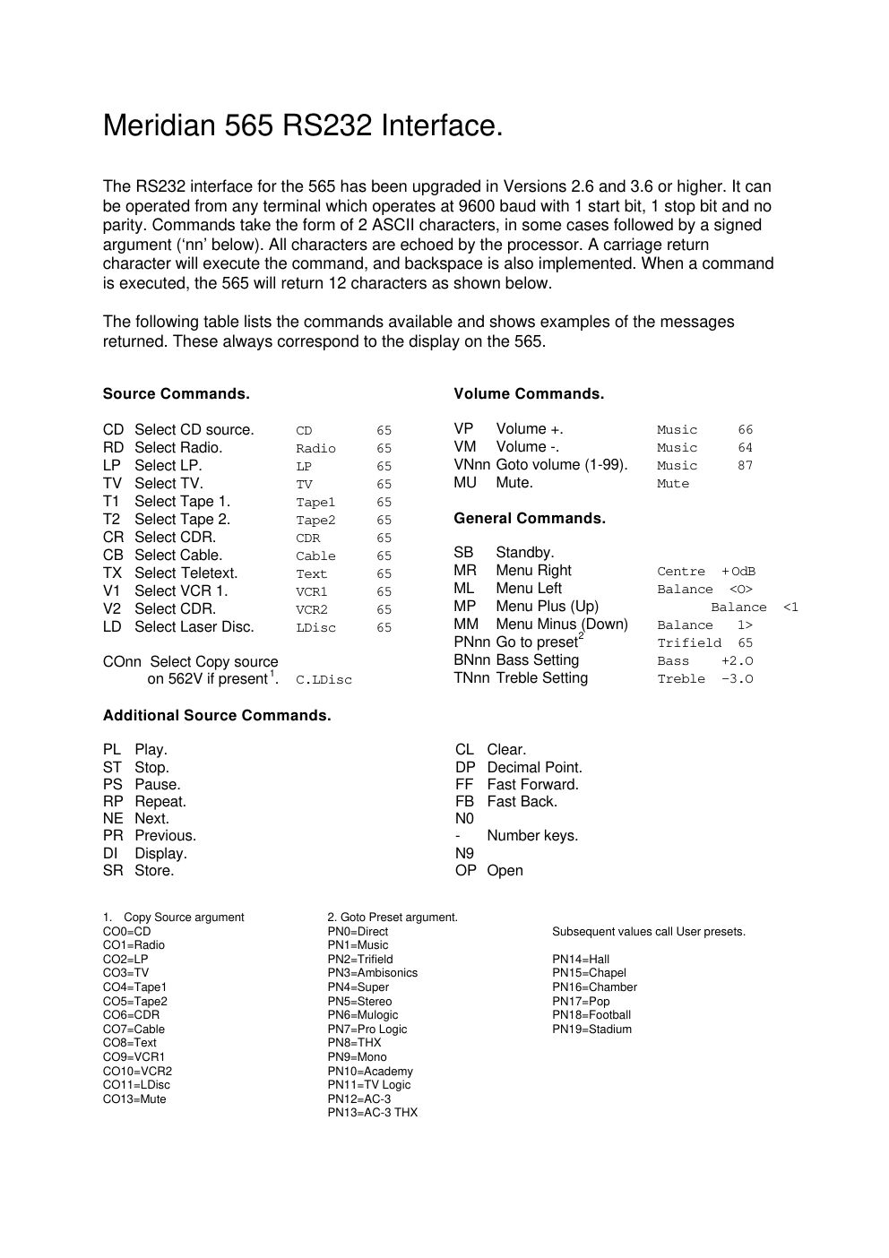 meridian audio 565 owners manual