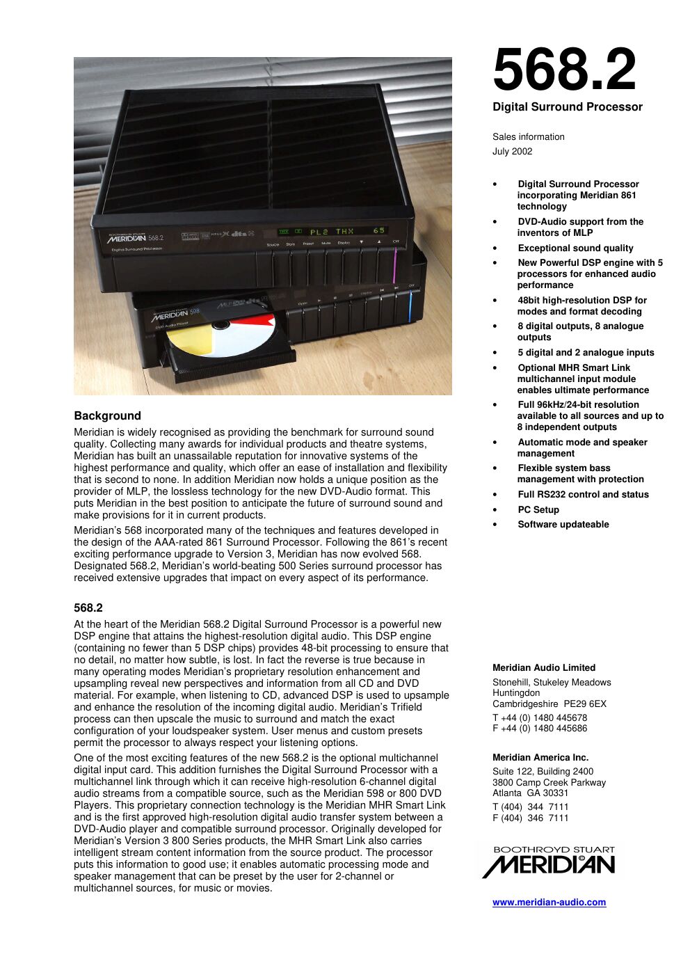 meridian audio 568 mk2 brochure