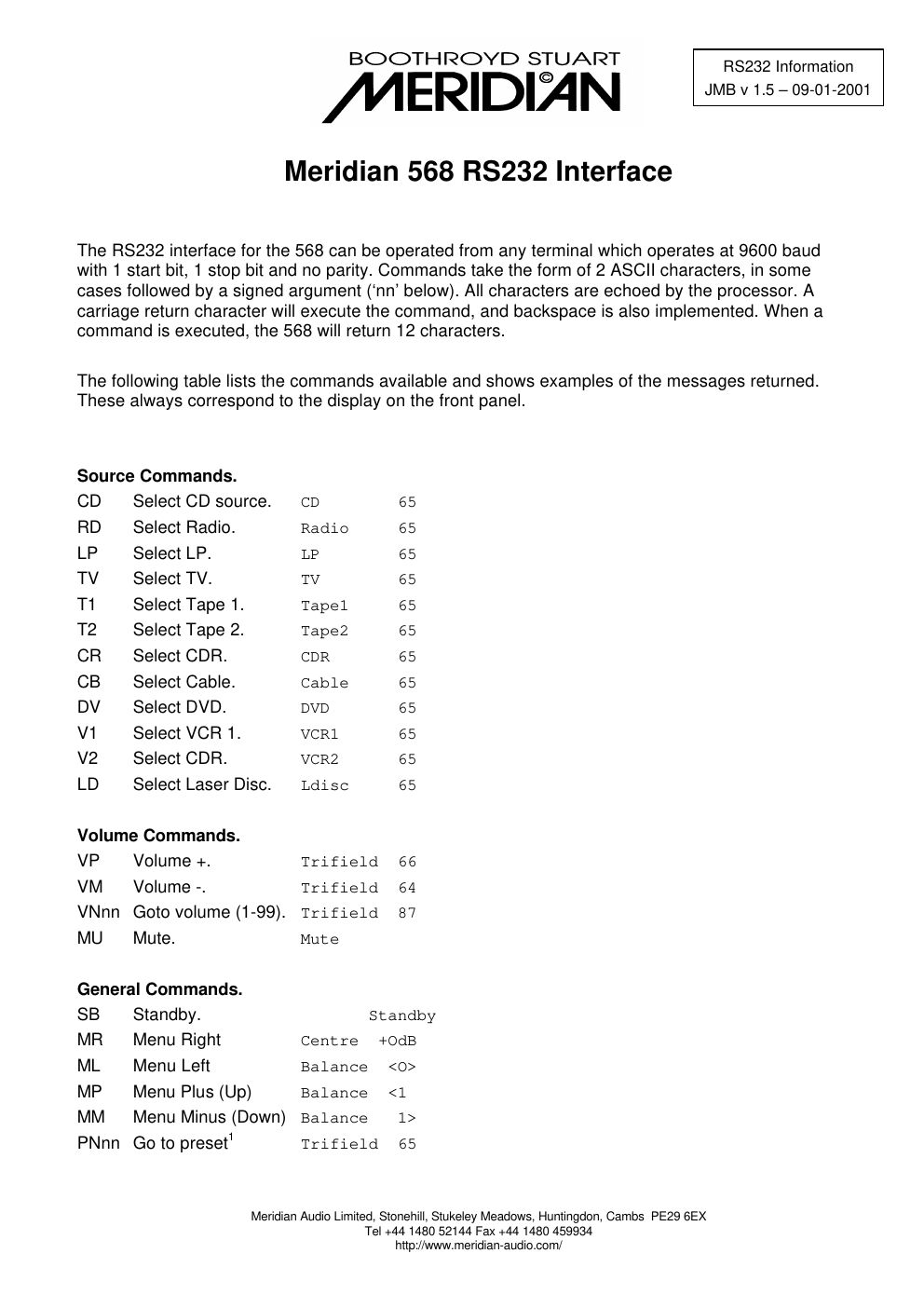 meridian audio 568 owners manual