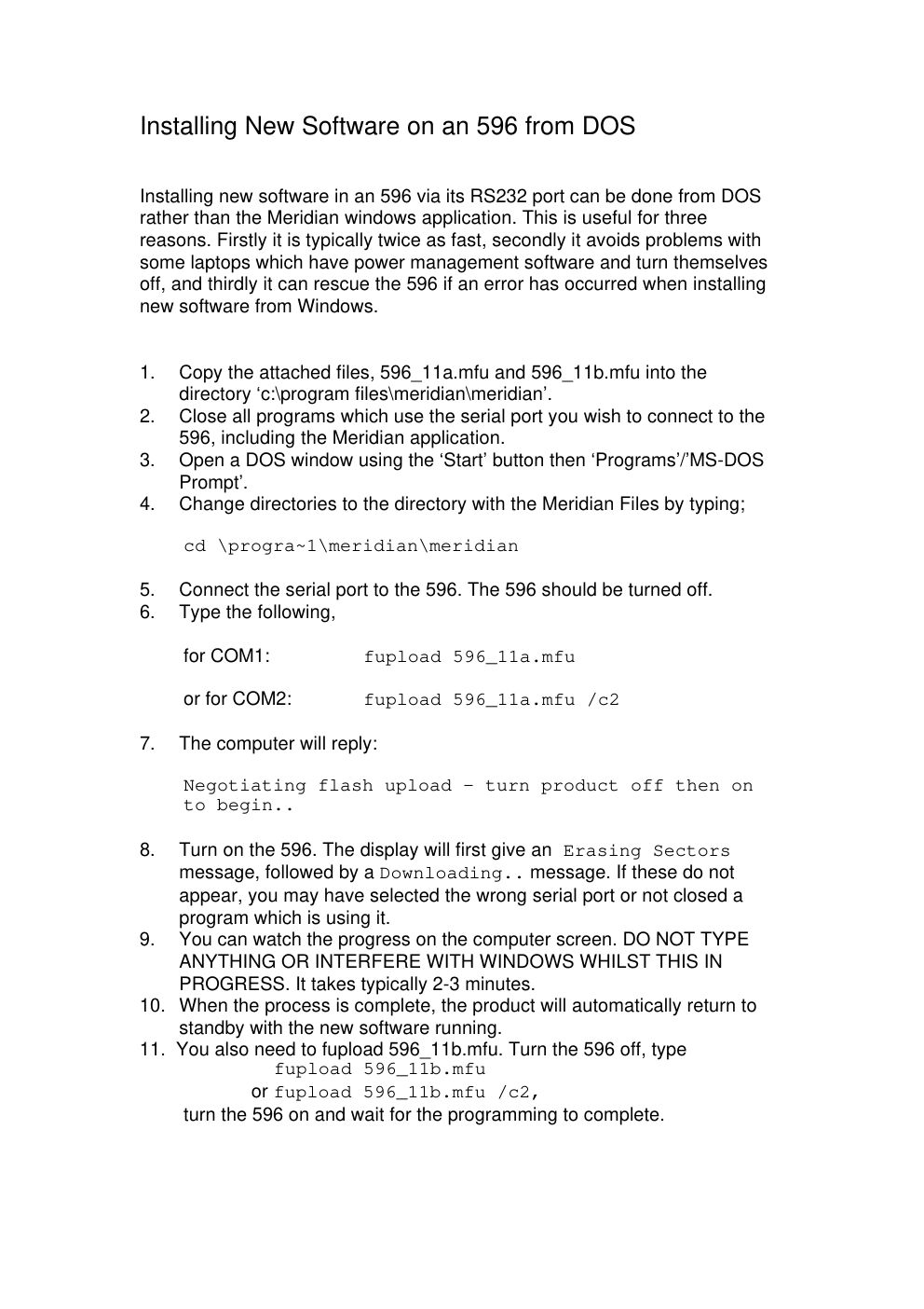 meridian audio 596 owners manual