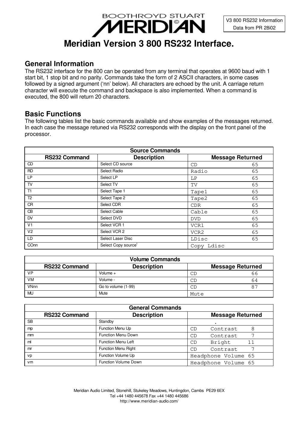 meridian audio 800 mk3 owners manual