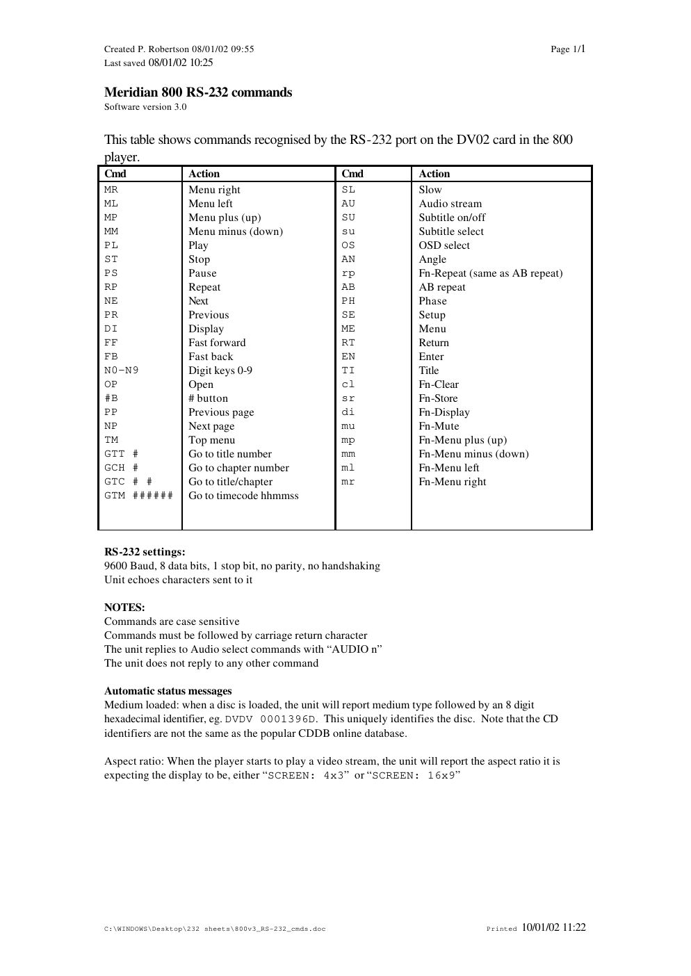 meridian audio 800 owners manual