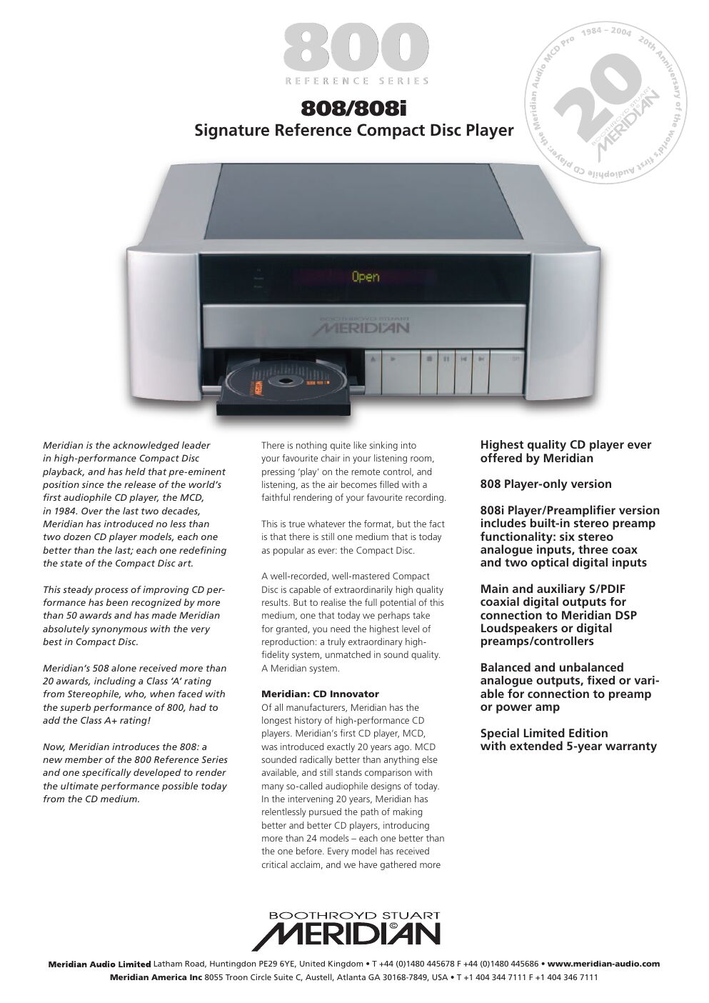 meridian audio 808 i brochure