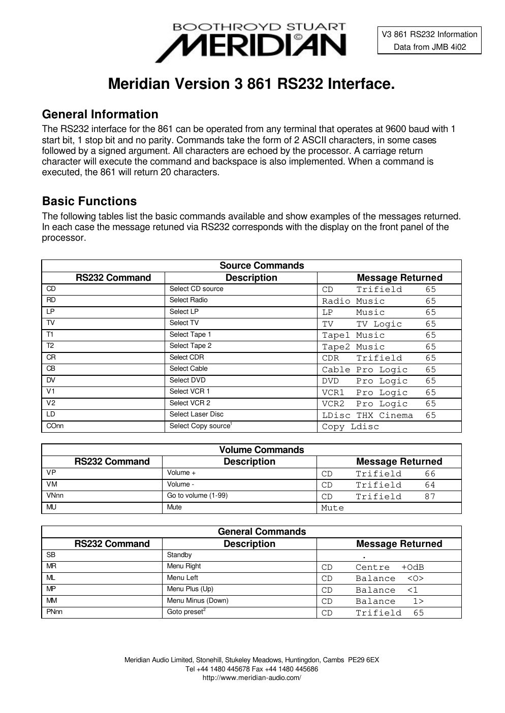 meridian audio 861 mk3 owners manual