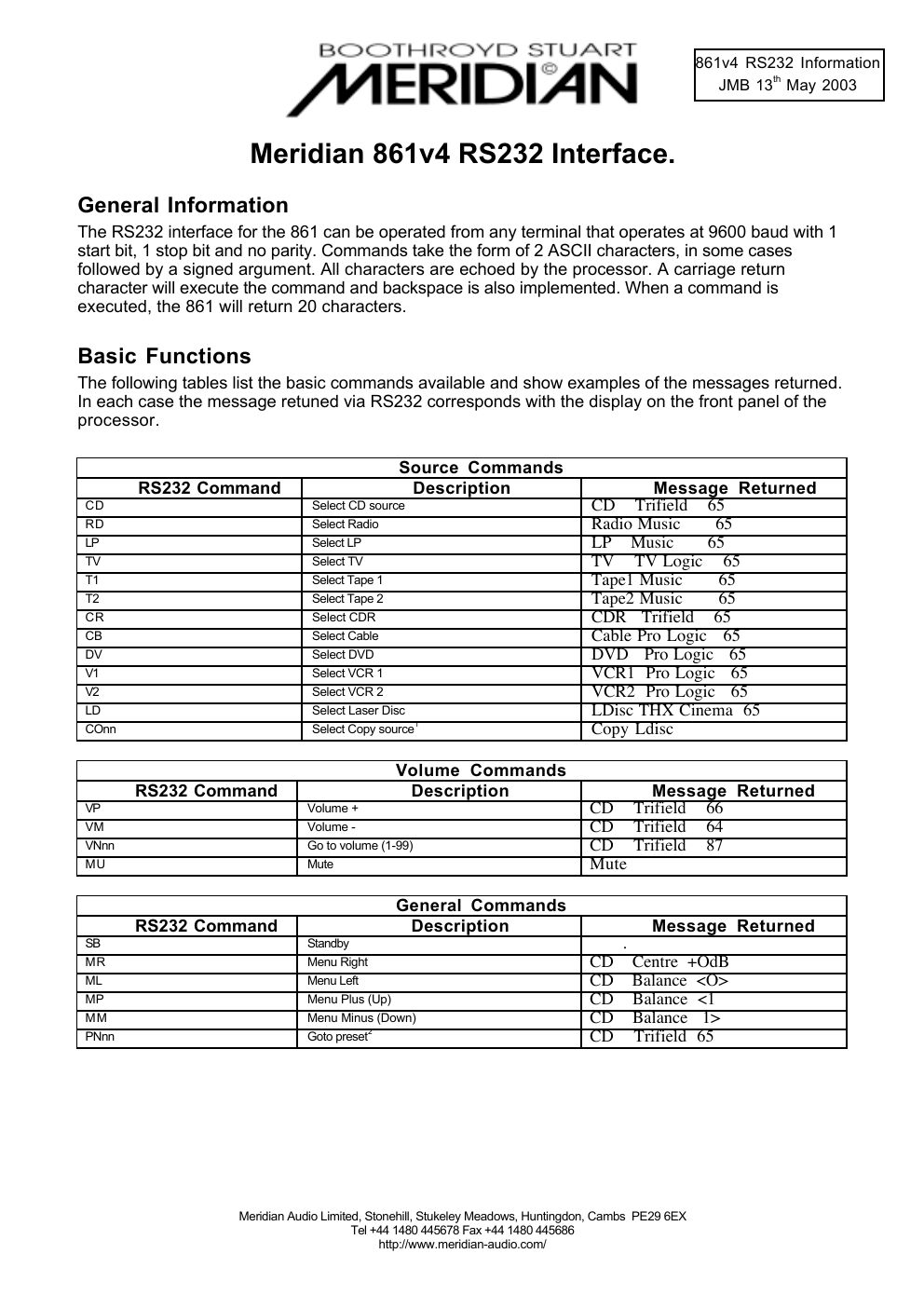 meridian audio 861 mk4 owners manual