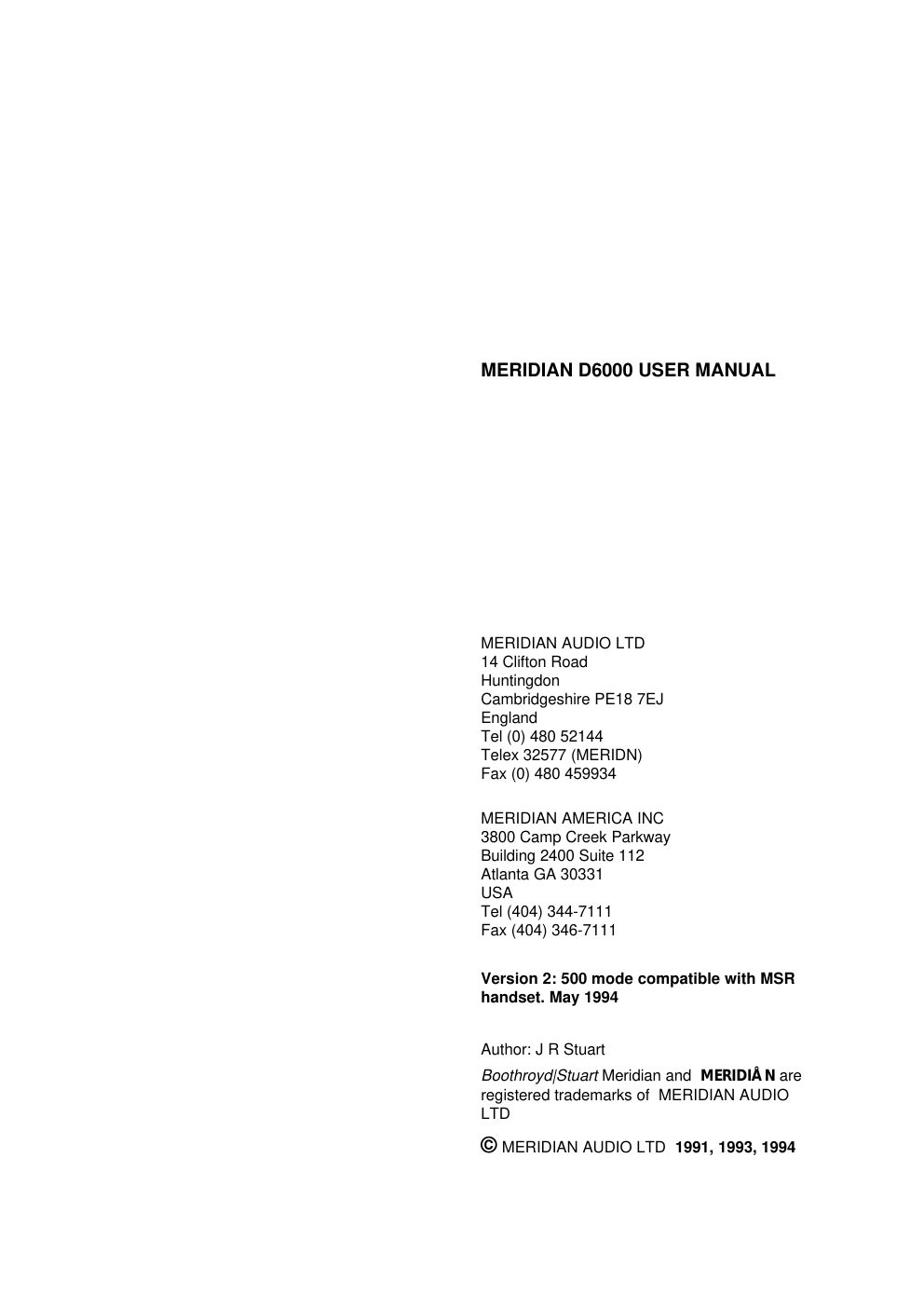 meridian audio d 6000 brochure