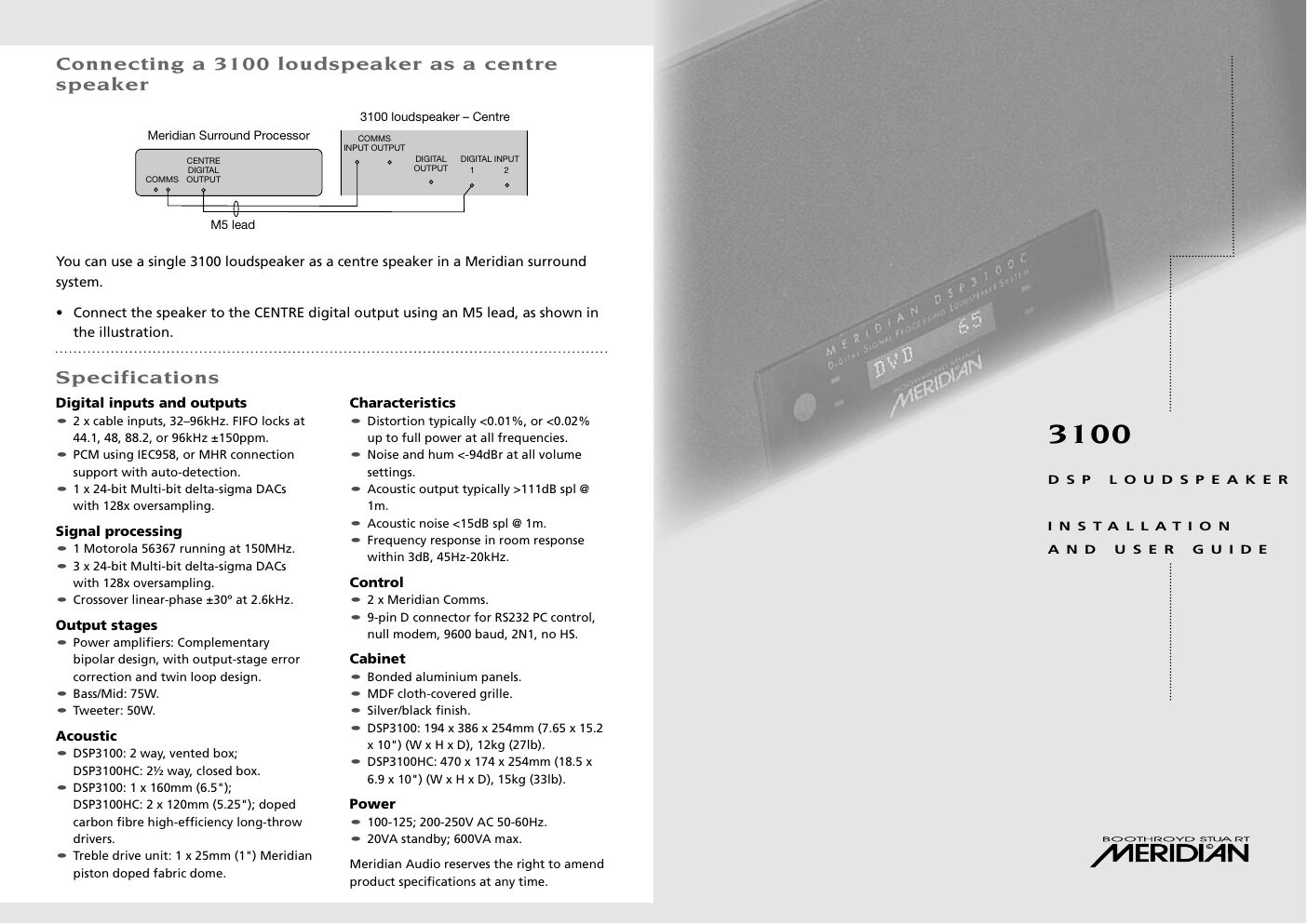 meridian audio dsp 3100 owners manual