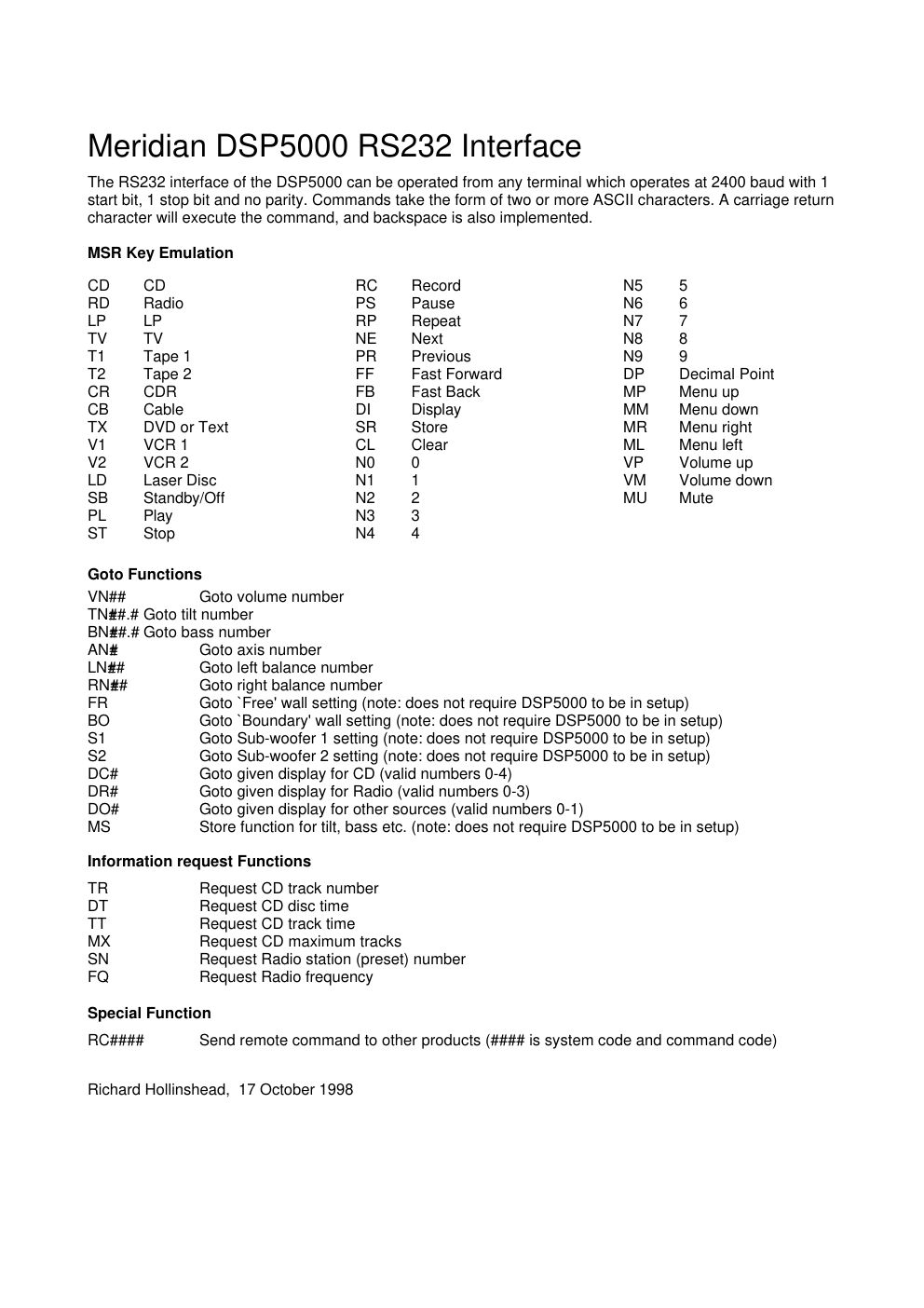 meridian audio dsp 5000 owners manual