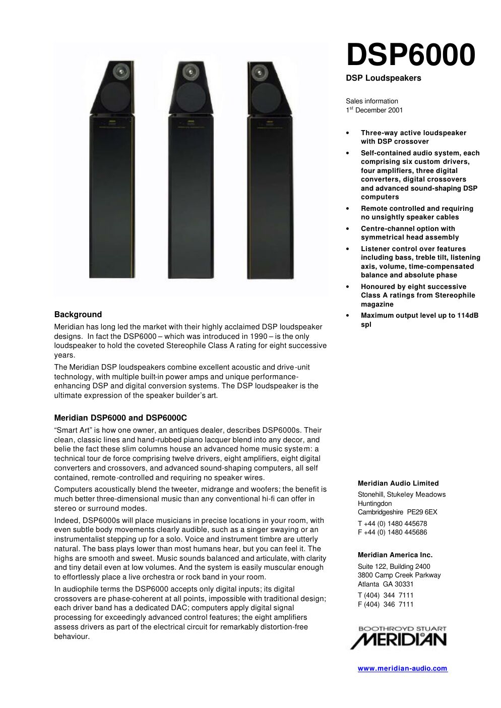 meridian audio dsp 6000 brochure