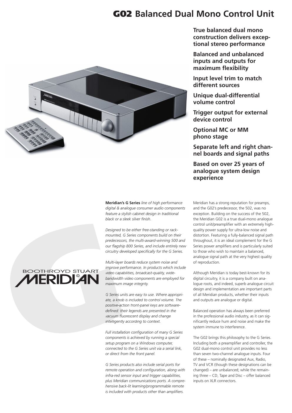 meridian audio g 02 brochure