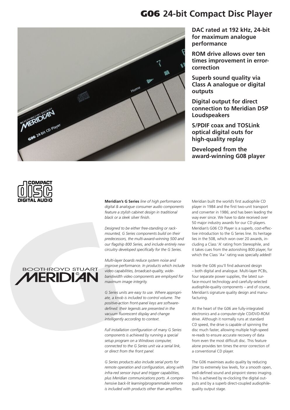 meridian audio g 06 brochure