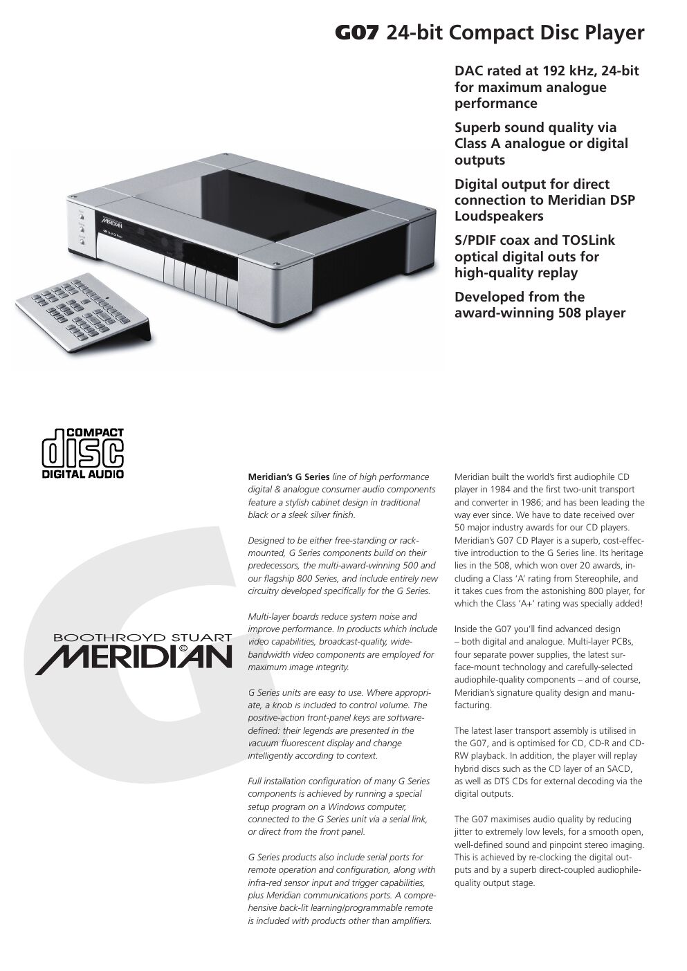 meridian audio g 07 brochure